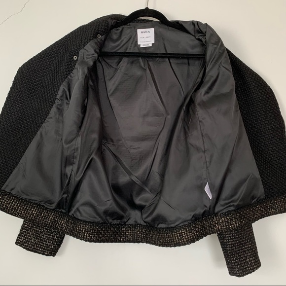 RVCA Black and Gold Layla Tweed Moto Jacket - Picture 11 of 13